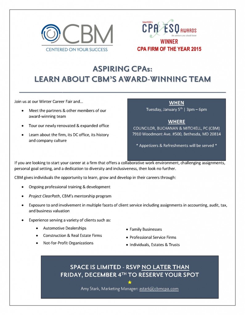 CBM Winter Career Fair